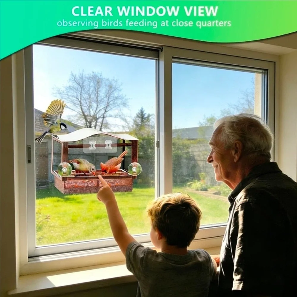 NEW - Self Adhesive Balconies Window Bird Feeder